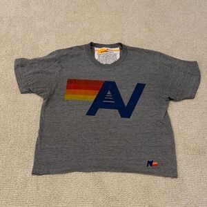 Aviator Nation Grey Short Sleeve Logo Tee - Grey with Rainbow Accent